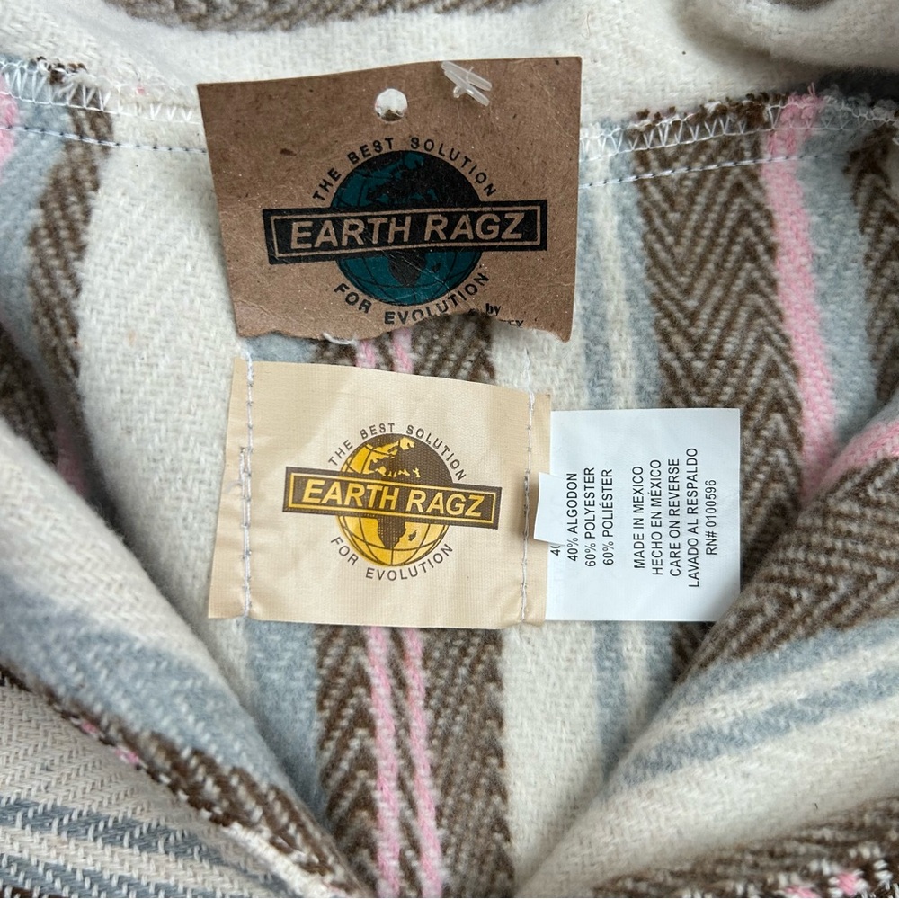 EARTH RAGZ NWT! Women’s Baja Joe Mexican Hoodie Pastel Pocket Brushed Lining XL - Picture 7 of 10